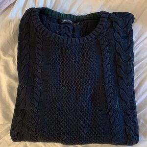 Nautica Men’s Navy Blue Crew Neck Cable Not Cotton Sweater. Mens Size XL VGC